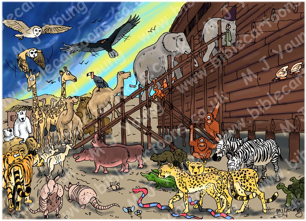 Genesis 07 - The Flood - Scene 02 - Animals into Ark | Bible Cartoons