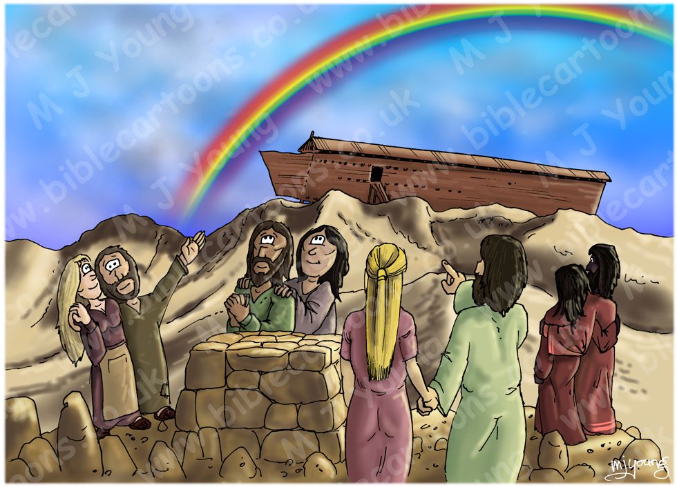 Bible Cartoons Genesis 09 The Flood Scene 08 Rainbow