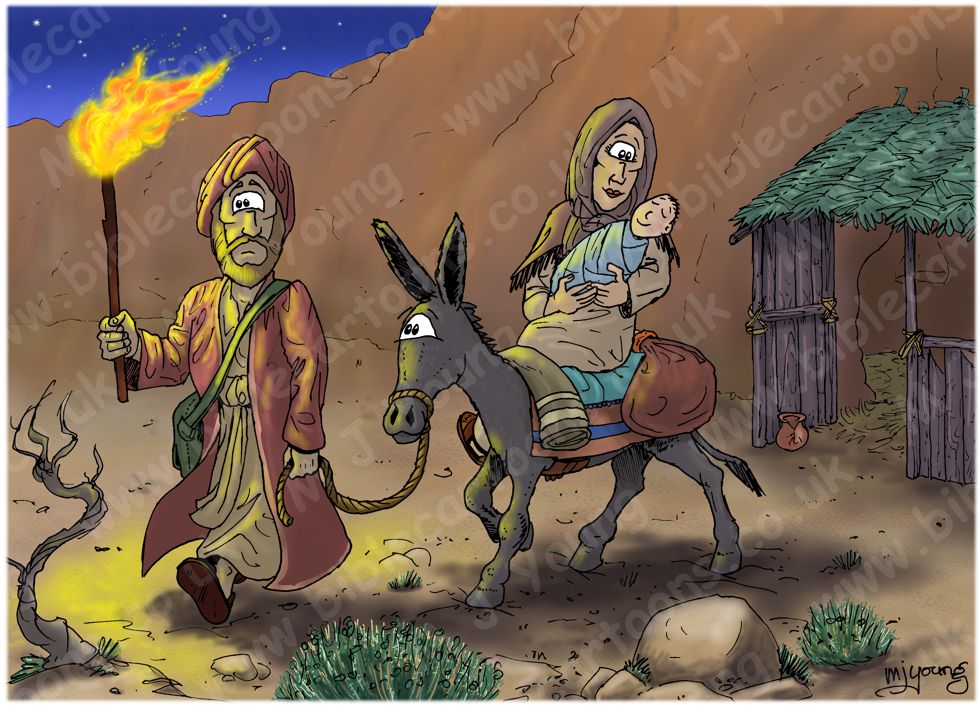 Matthew 02 - The Nativity SET 01 - Scene 12 - Flight to Egypt (Colour version)