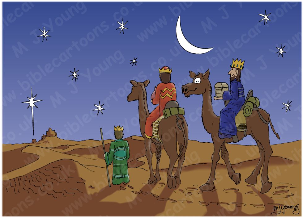 Matthew 02 - The Nativity SET 01 - Scene 07a - 3 wise men  980x706px col.jpg