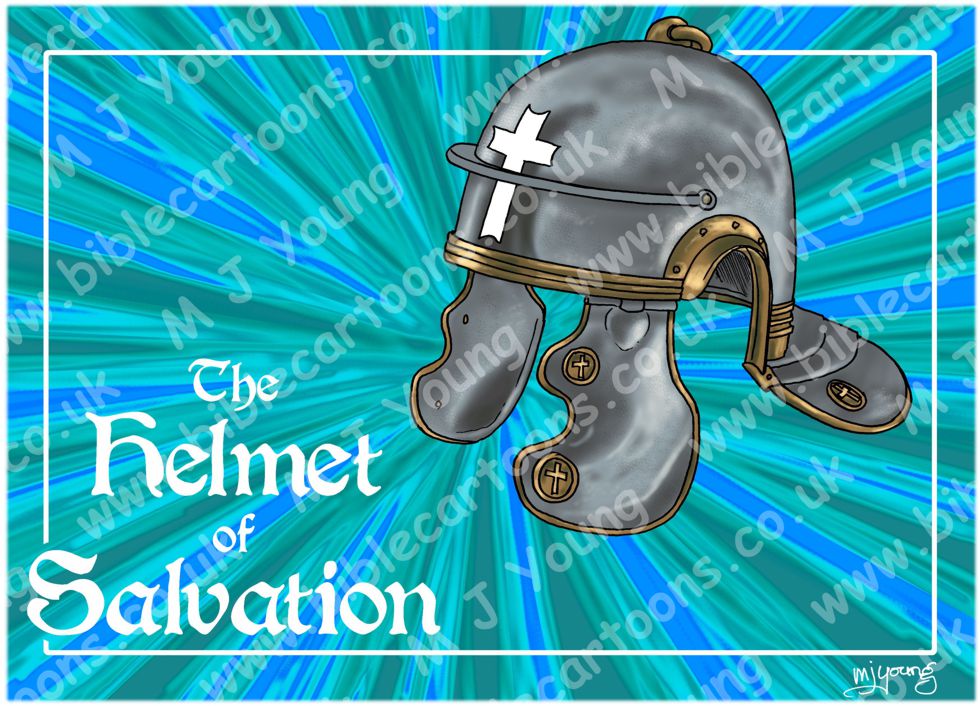 Ephesians 06 - Armour of God - Helmet of Salvation (Blue) | Bible Cartoons
