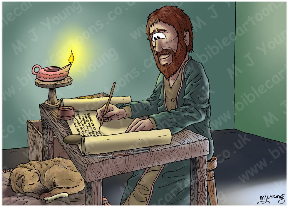 Luke 01 - Births foretold - Scene 01 - Luke writing