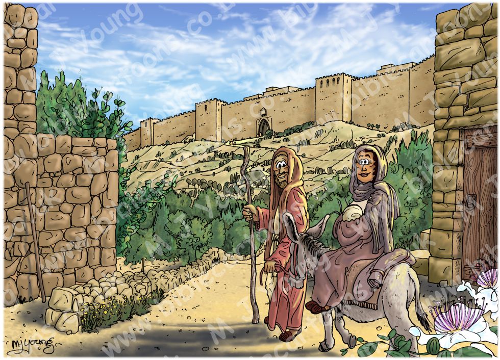 Luke 02 - Prophecies about Jesus - Scene 01 - To Jerusalem 980x706px col