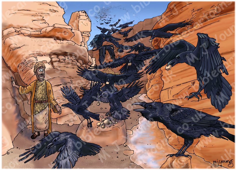 1 Kings 17 - Elijah fed by ravens - Scene 02 - Kerith Ravine (Dark version)