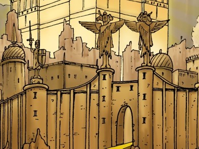 Revelation 21 - New Jerusalem - Scene 06 - City & gates (Gold sky) - PARTIAL