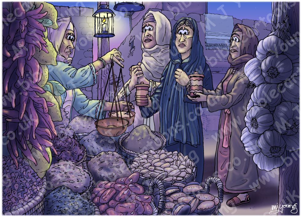 Mark 16 - Resurrection of Jesus - Scene 01 - Buying spices (Night version)