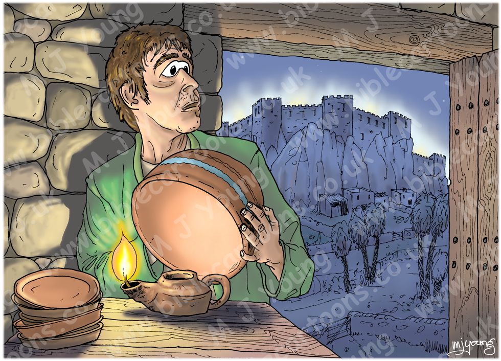 Matthew 05 - Parable of lamp on stand - Lamp and city | Bible Cartoons