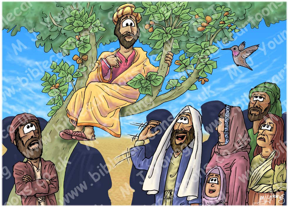 Luke 19 - Zacchaeus the tax collector - Scene 04 - Jesus calls 980x706px col